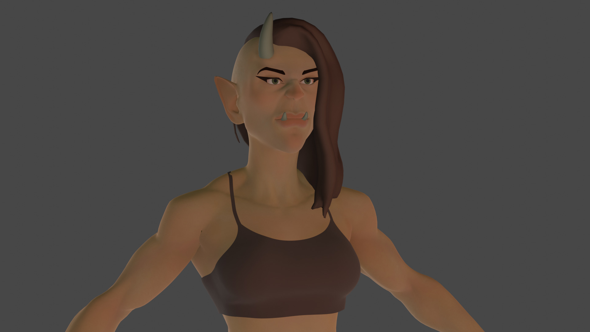 Cartoon female devil character fantesy base mesh Low-poly Low-poly 3D model_2