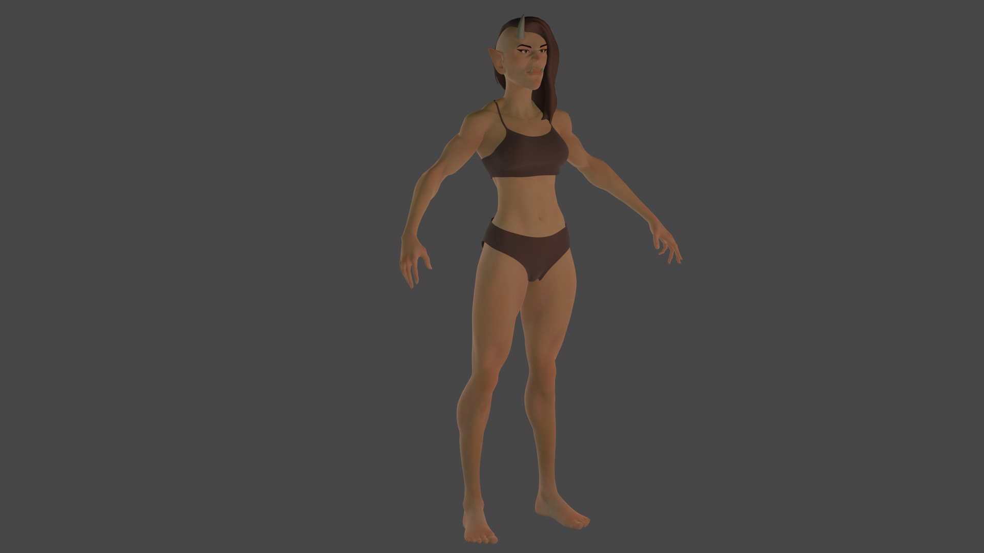 Cartoon female devil character fantesy base mesh Low-poly Low-poly 3D model_4