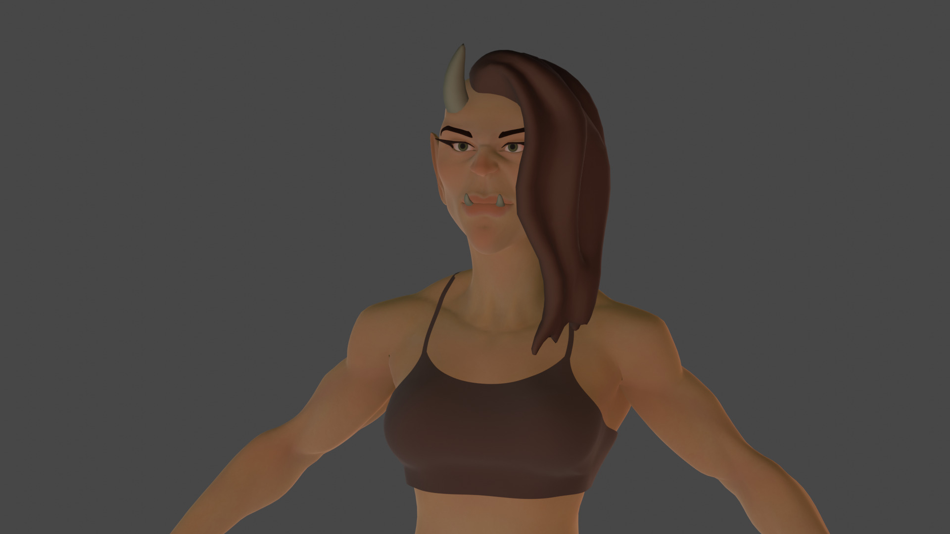 Cartoon female devil character fantesy base mesh Low-poly Low-poly 3D model_7