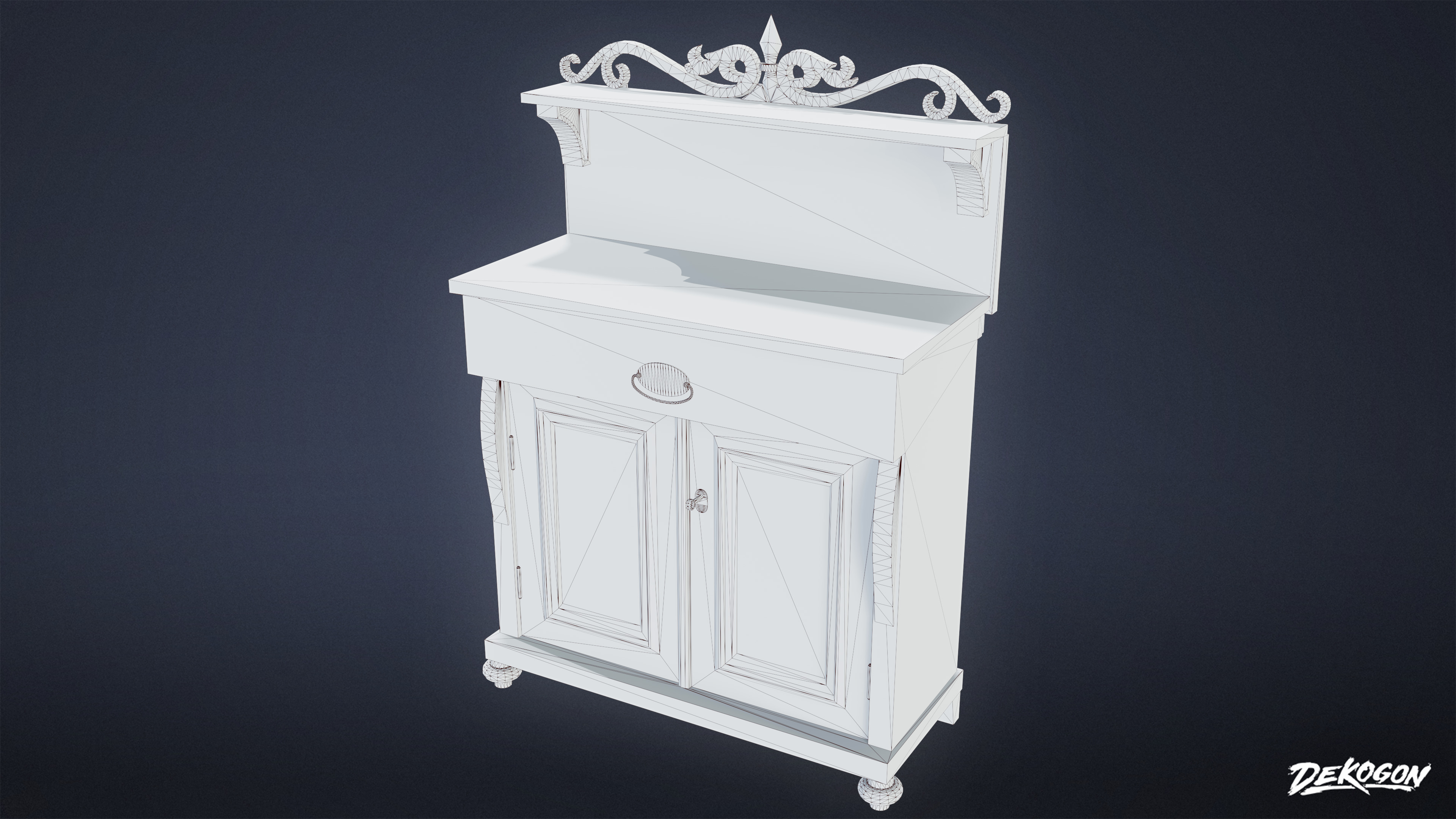 SUBURBS - Shelf Victorian 03 - LOW POLY AND NANITE Low-poly 3D model_8