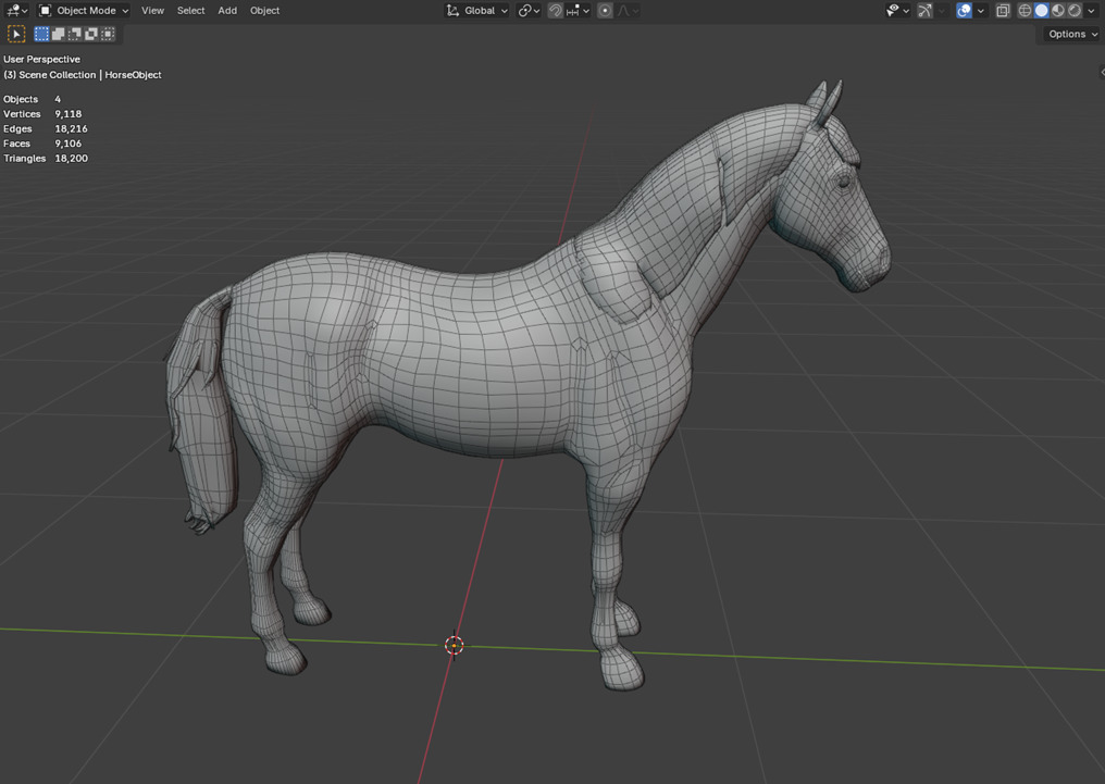  3D Model Running White Horse Low-poly 3D model_27