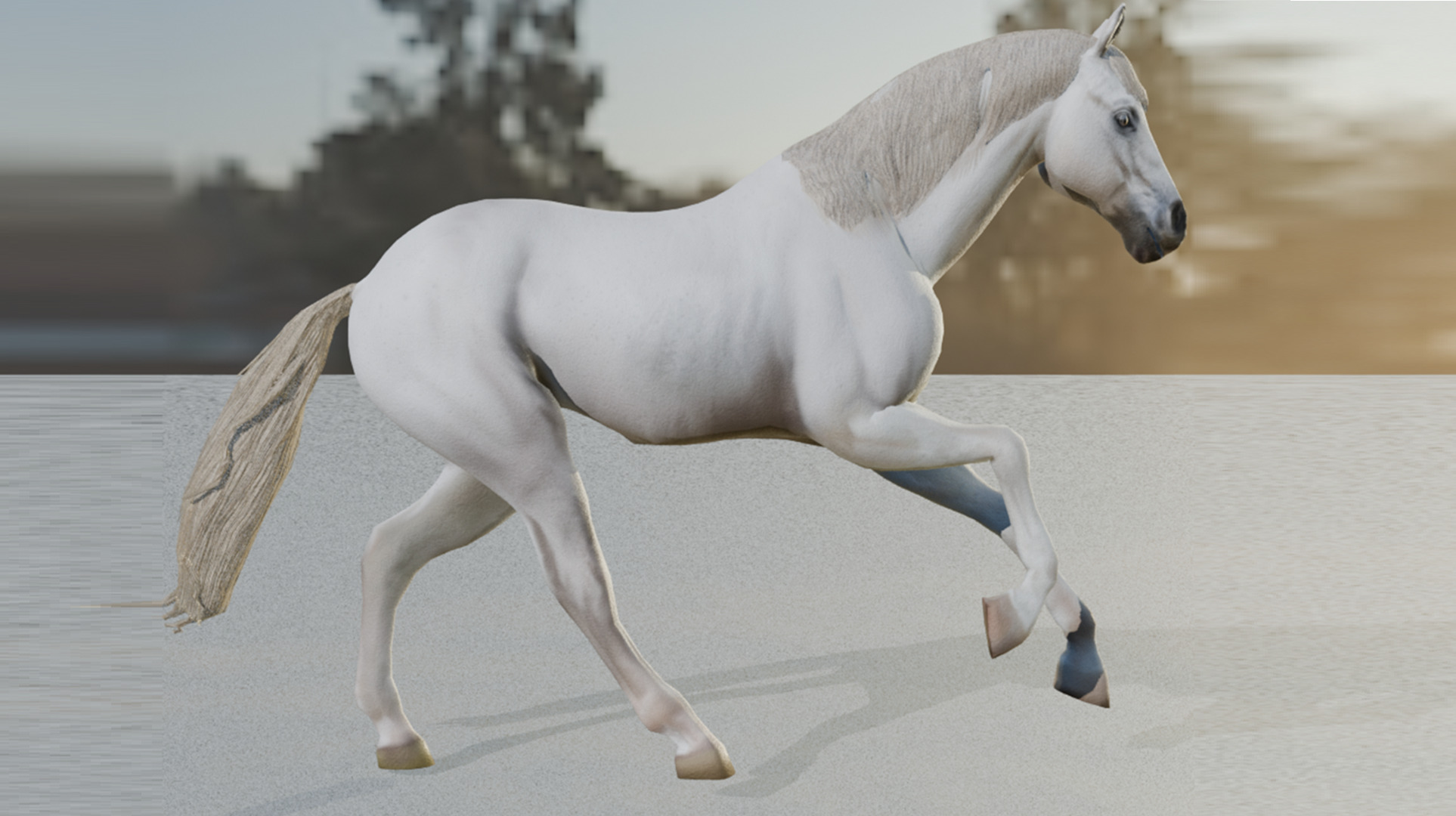  3D Model Running White Horse Low-poly 3D model_23