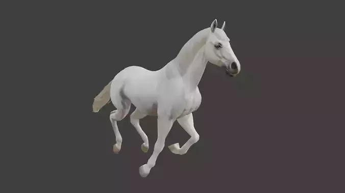  3D Model Running White Horse Low-poly 3D model