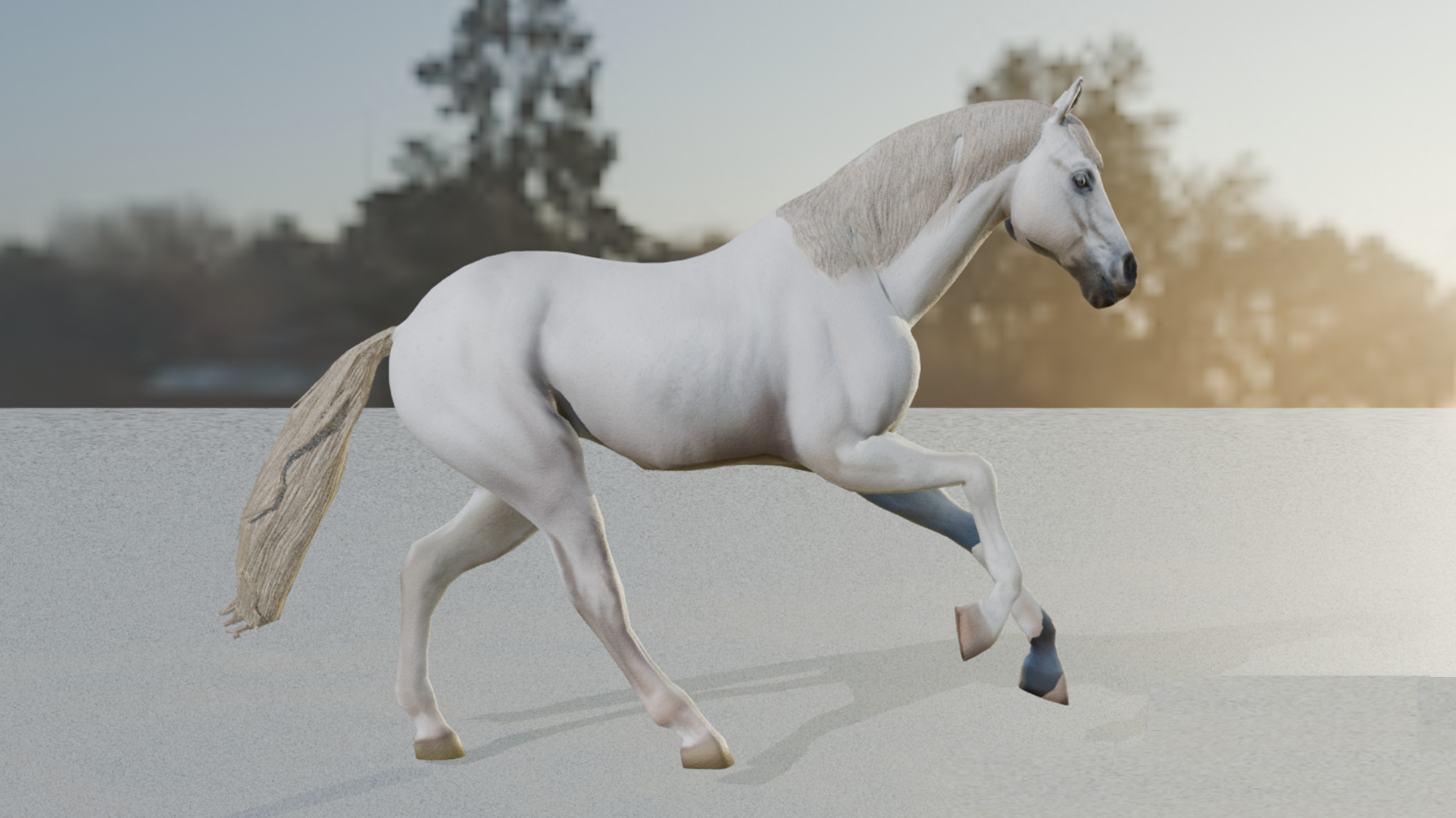  3D Model Running White Horse Low-poly 3D model_22