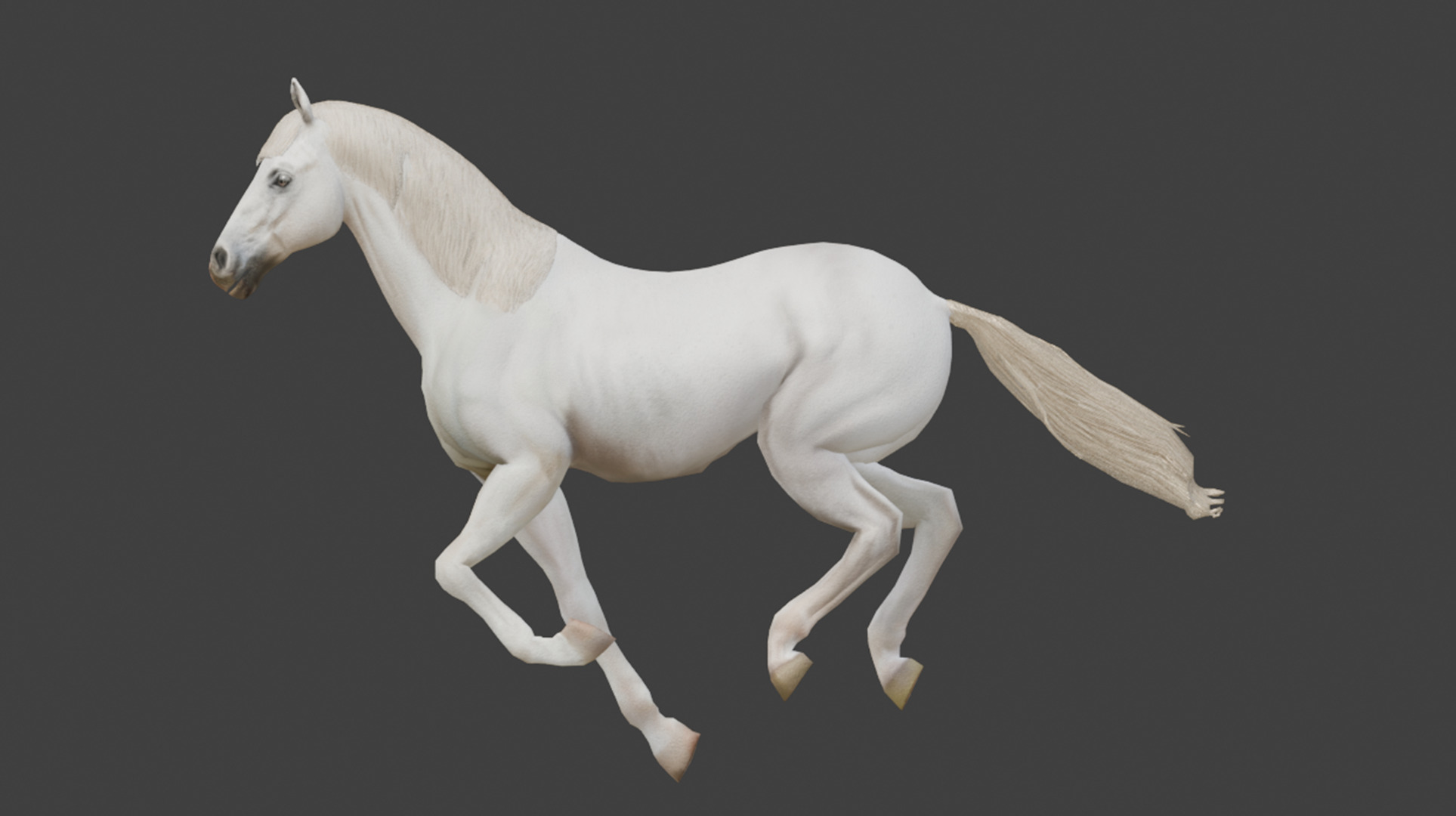  3D Model Running White Horse Low-poly 3D model_4