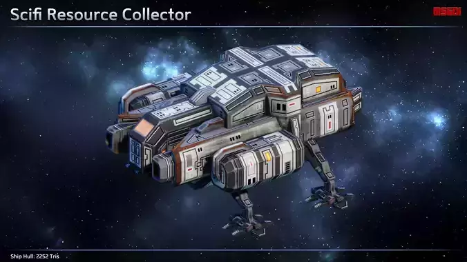 Spaceship Mining Operation Low-poly 3D model