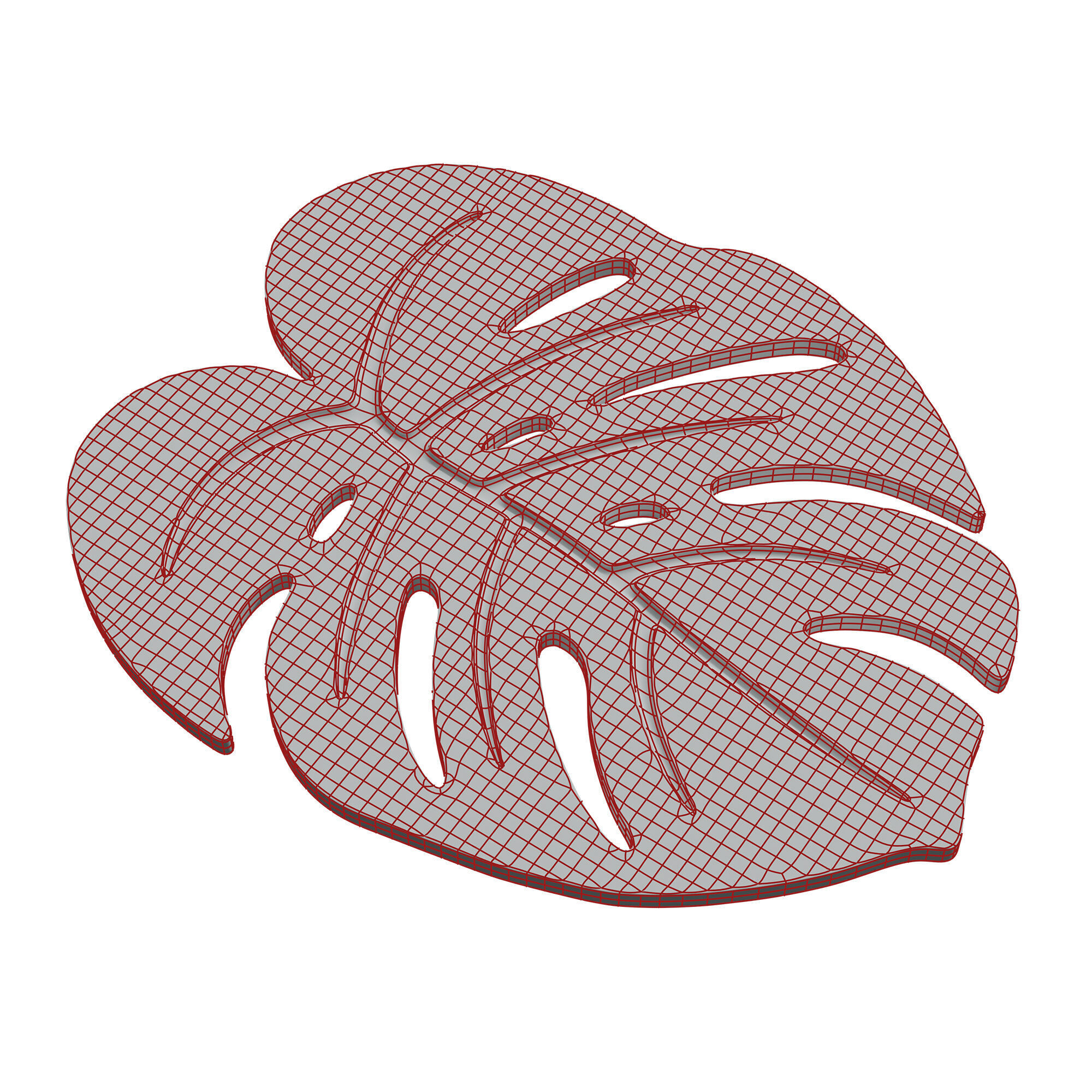 Monstera leaf hot pad coaster decoration 3D print model_4
