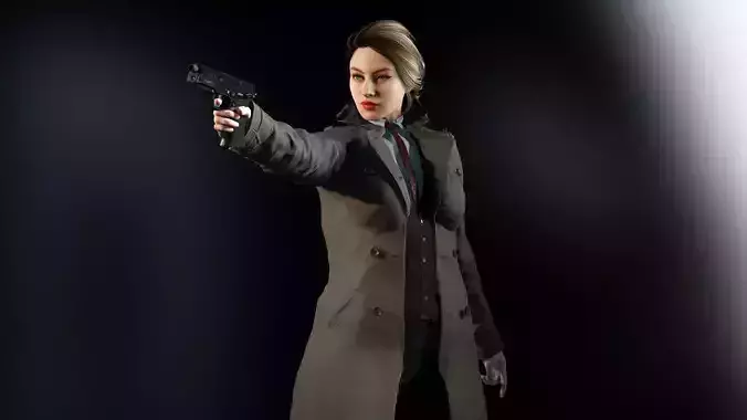 Female Detective  Low-poly 3D model