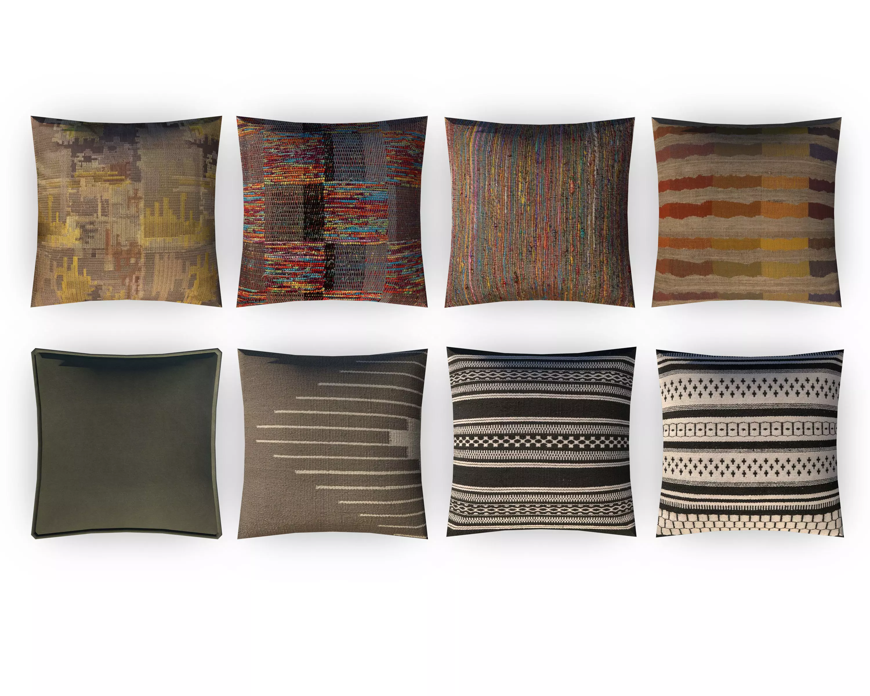 Fabric Pillow pack 8 Low-poly 3D model_0