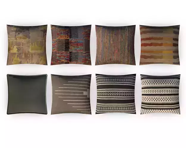 Fabric Pillow pack 8 Low-poly 3D model