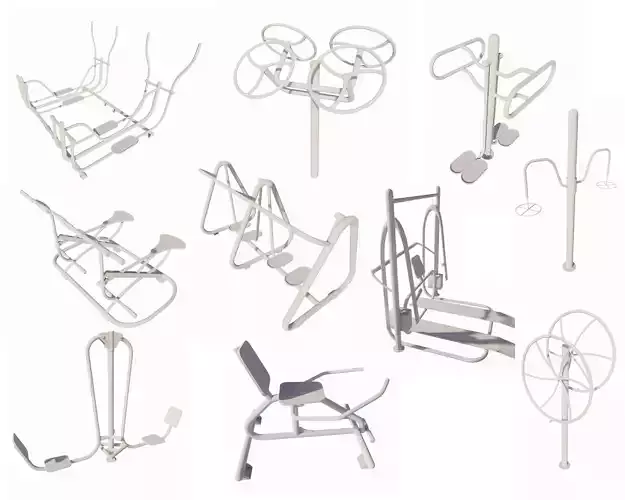 Realistic Outdoor Gym set-Outdoor Fitness Collection 3D model