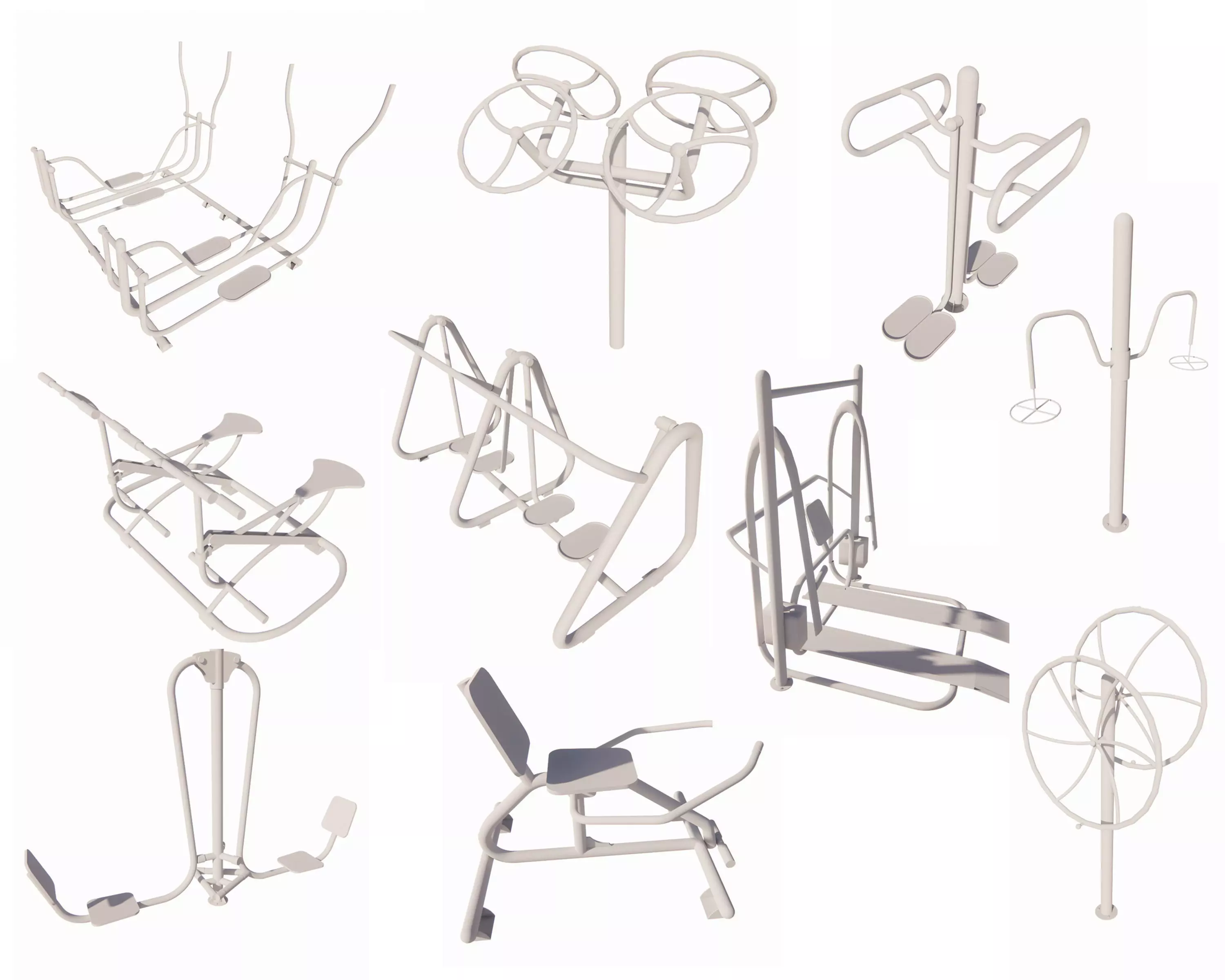 Realistic Outdoor Gym set-Outdoor Fitness Collection 3D model