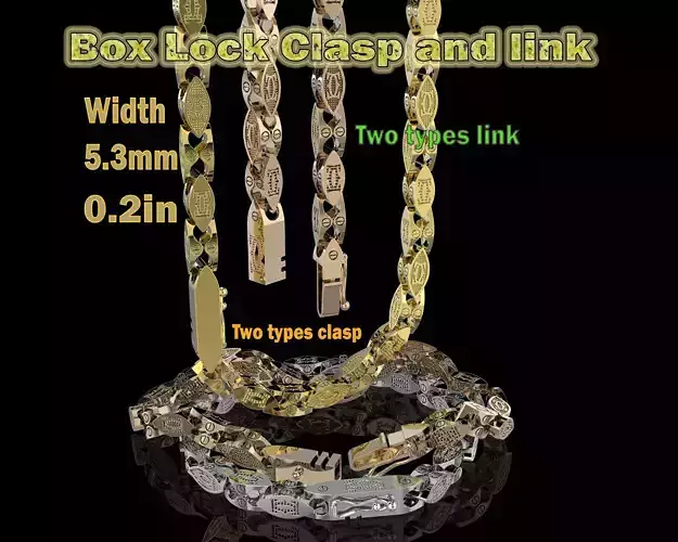 5mm Jewelry box Lock clasp and link -CAD file STL ready to print 3D print model