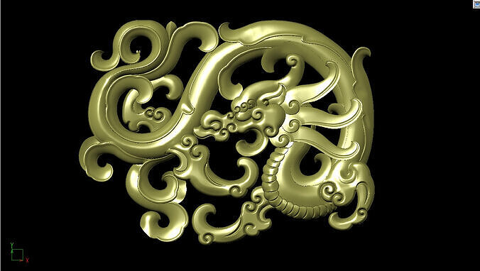 Central decor ornament for furniture 3D  curly grass dragon 3D print model
