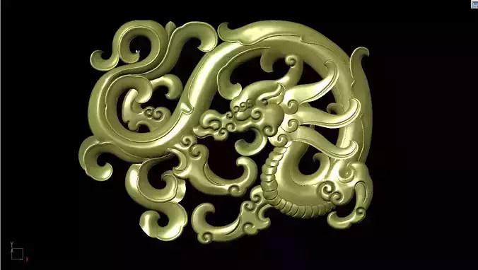 Central decor ornament for furniture 3D  curly grass dragon 3D print model