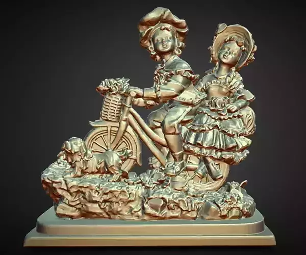 victorian children on a bike ride with dog