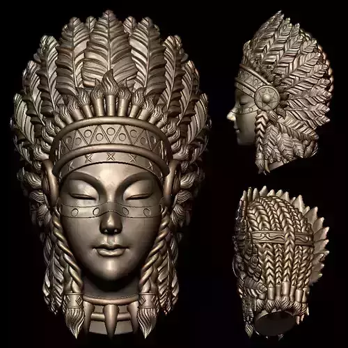 Female Indian portrait round sculpture Avatar round sculpture