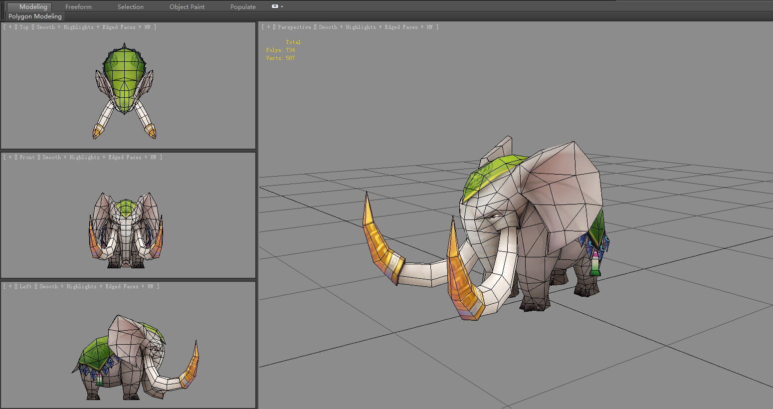 Cartoon Elephant Low-poly 3D model_5