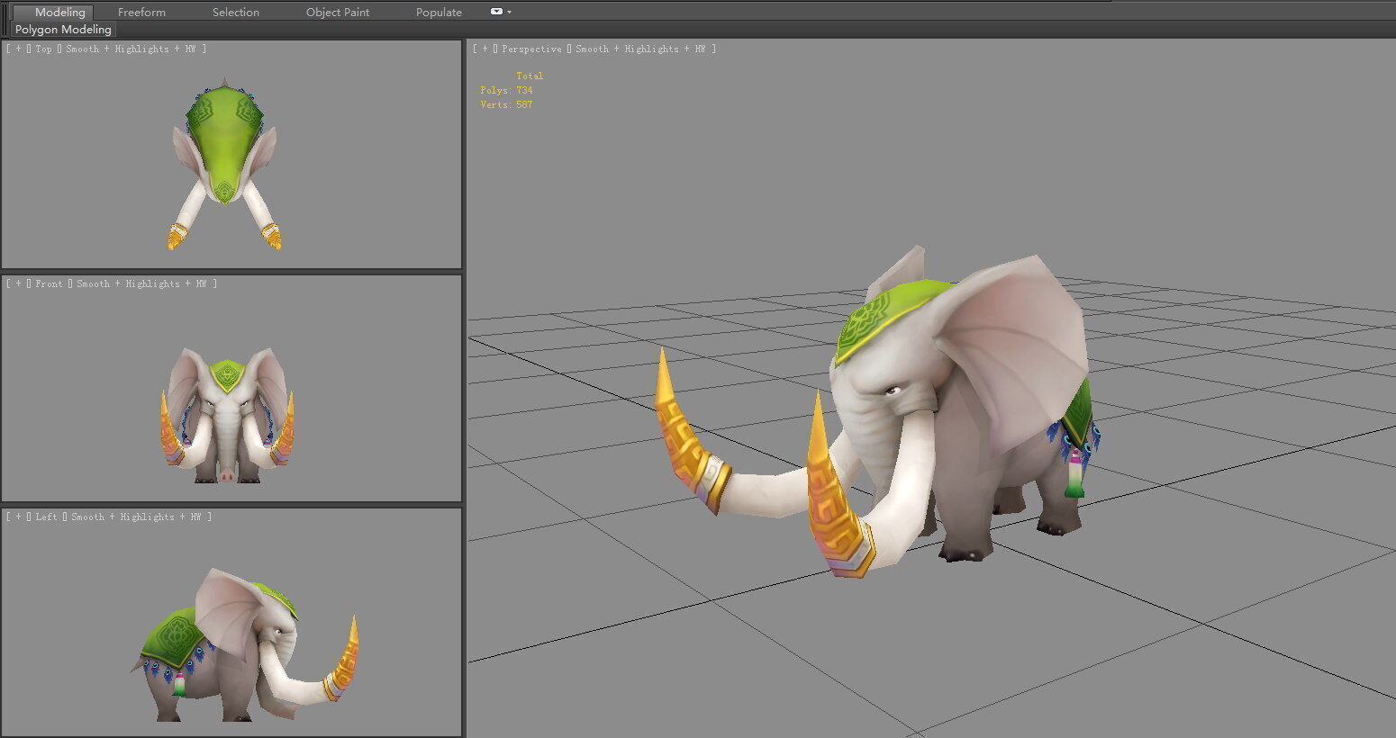 Cartoon Elephant Low-poly 3D model_4