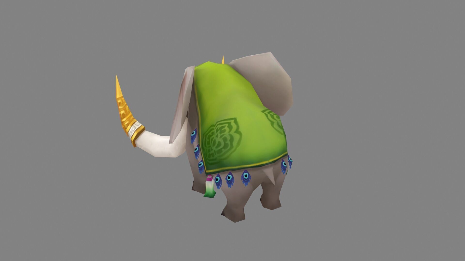 Cartoon Elephant Low-poly 3D model_2