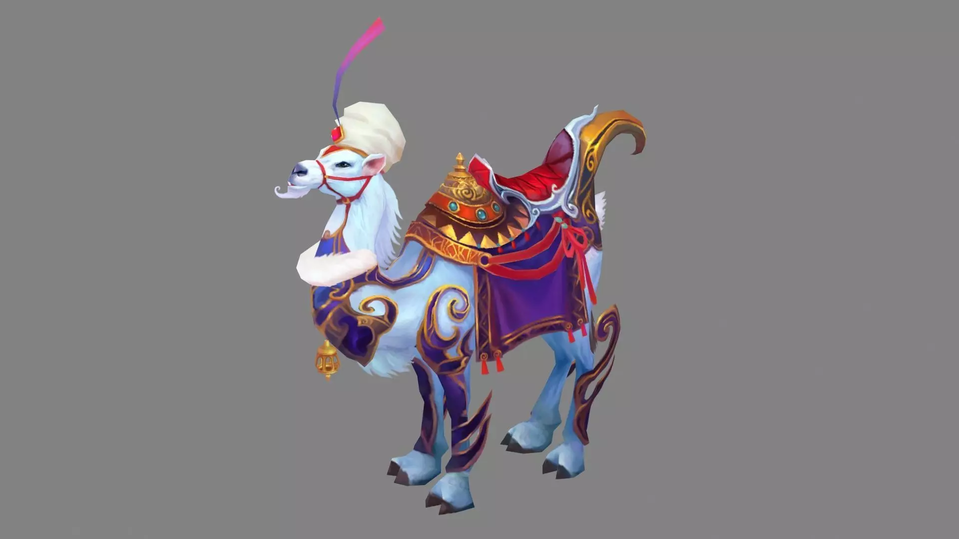 Cartoon white camel mount Low-poly 3D model_0