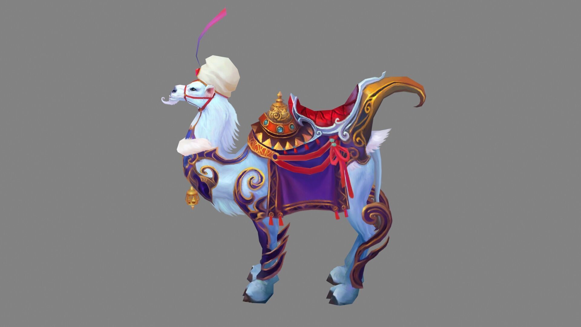 Cartoon white camel mount Low-poly 3D model_1