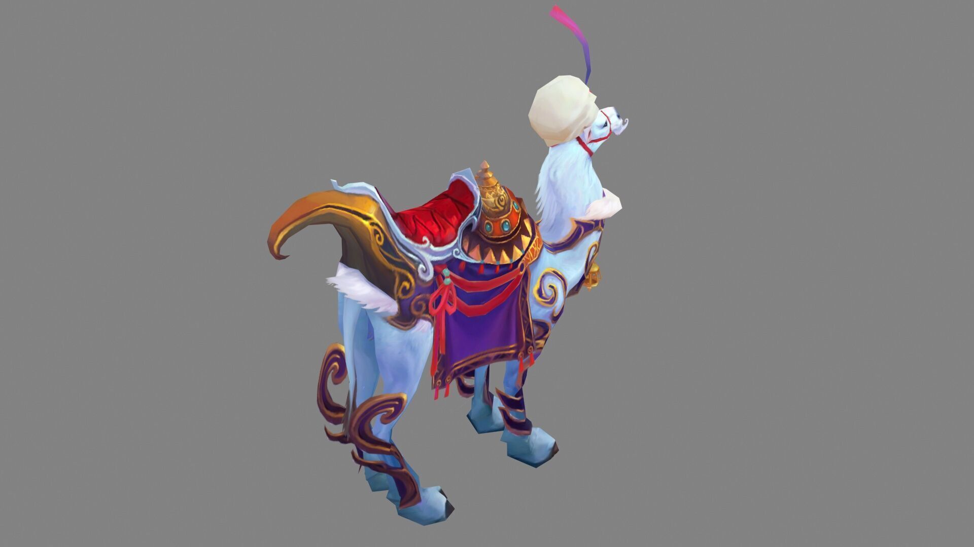 Cartoon white camel mount Low-poly 3D model_2