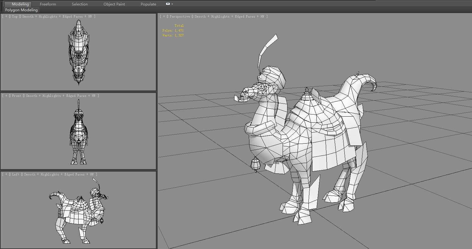 Cartoon white camel mount Low-poly 3D model_5