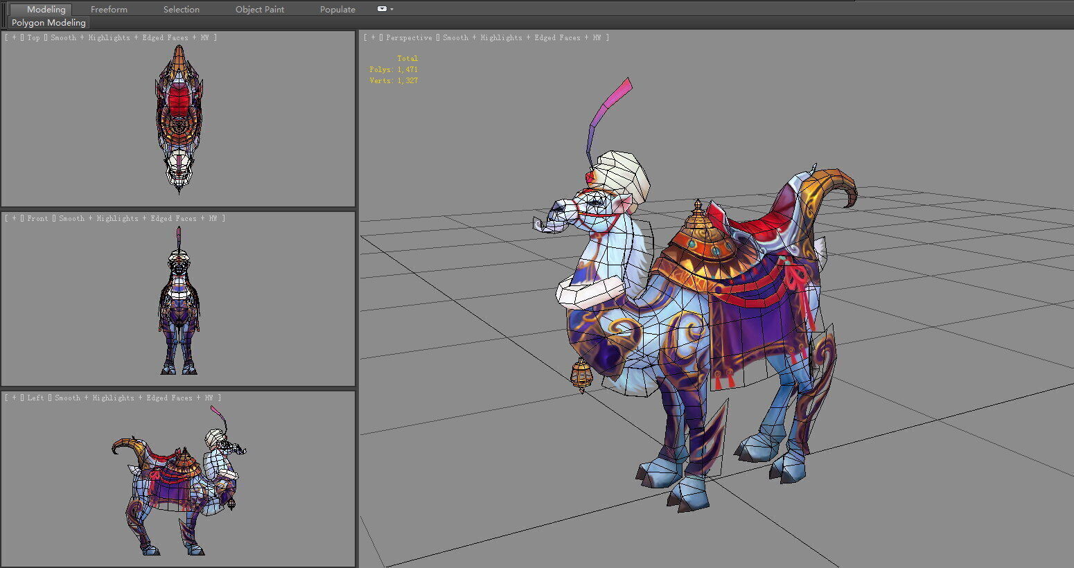 Cartoon white camel mount Low-poly 3D model_4