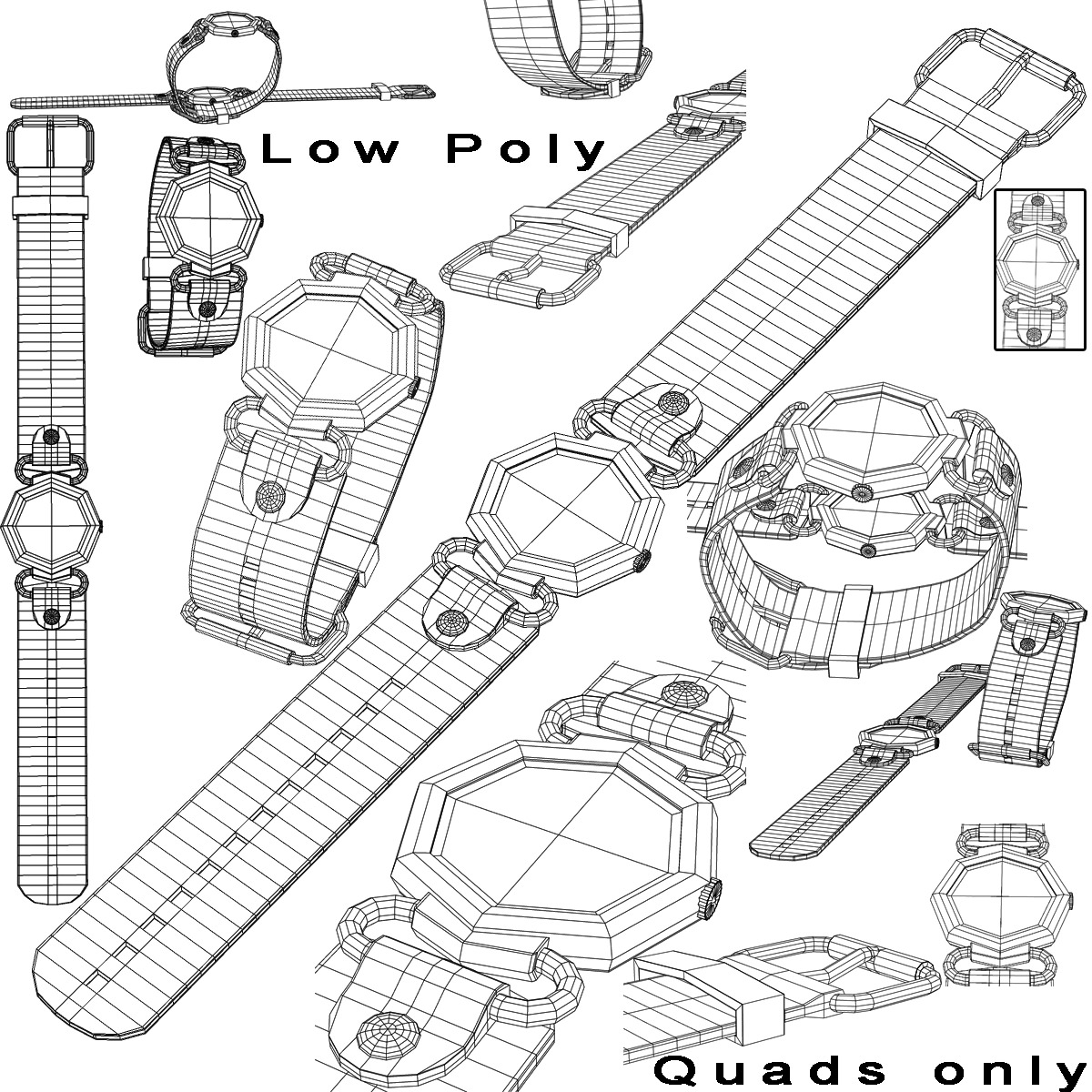 Female watch 3D model_11