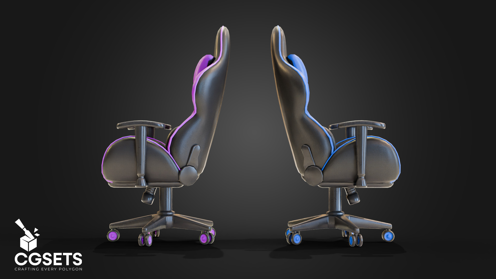 Gaming Chair Stylized Low-poly 3D model_3
