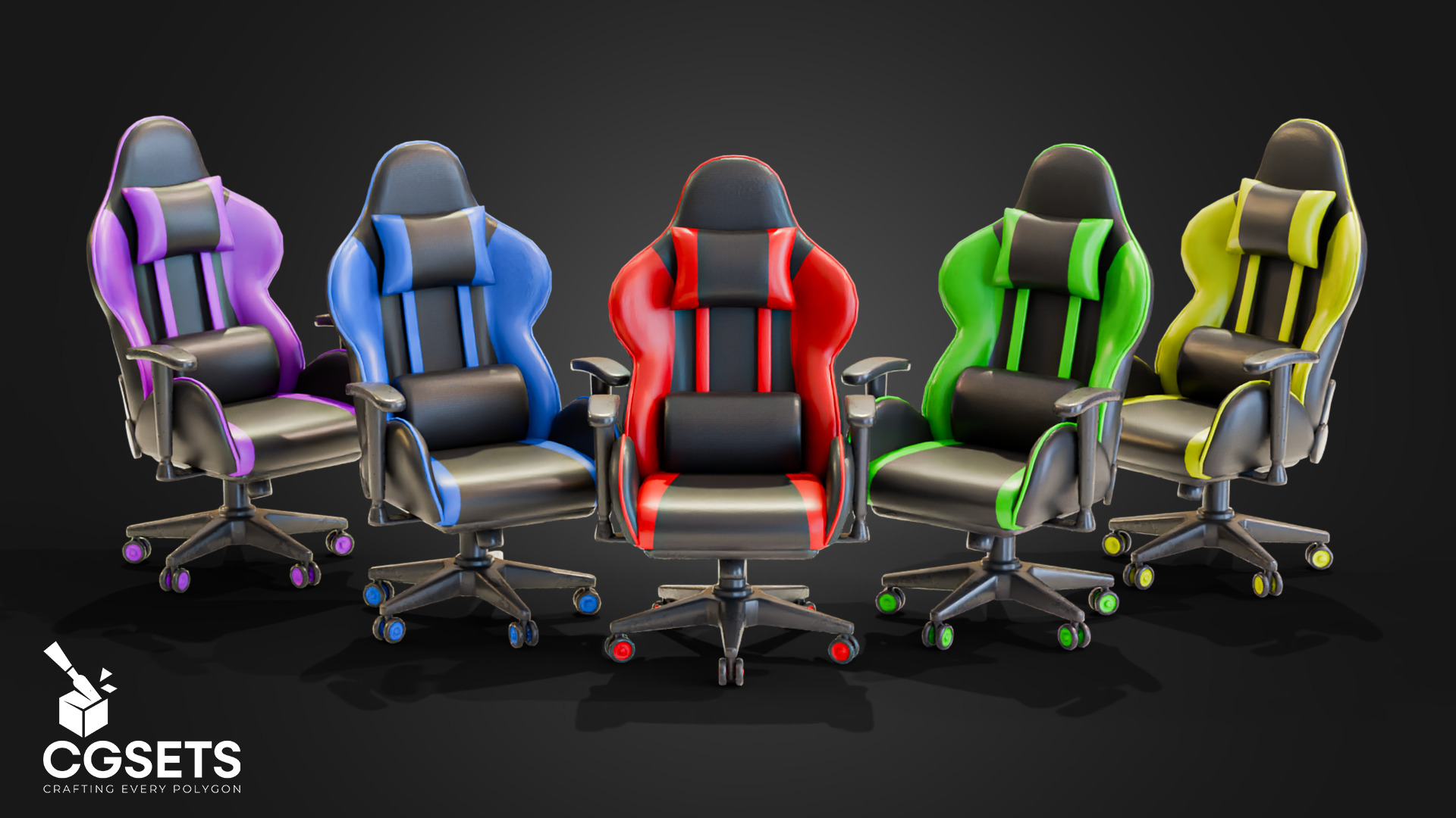Gaming Chair Stylized Low-poly 3D model_1