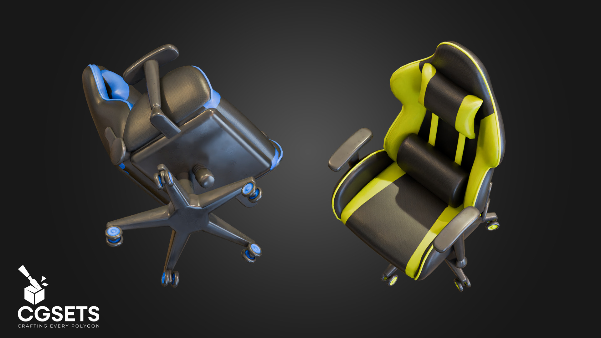 Gaming Chair Stylized Low-poly 3D model_4