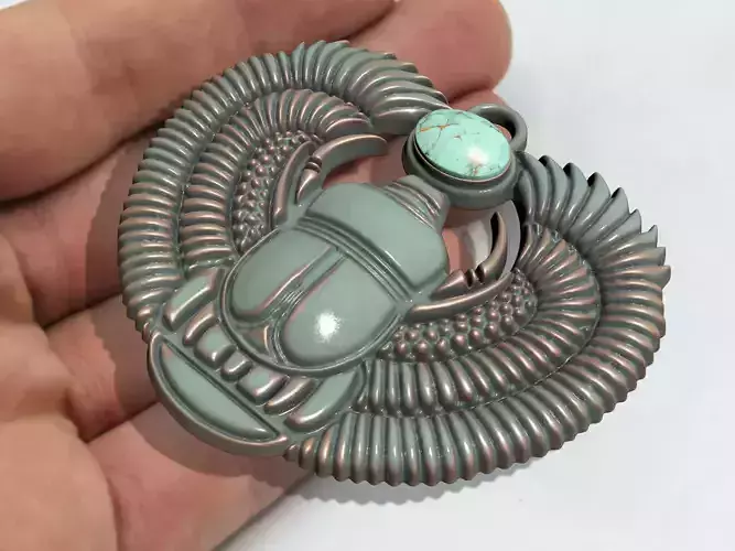 WING SCARAB PENDANT WITH AMERICAN TURQUOISE 3D print model