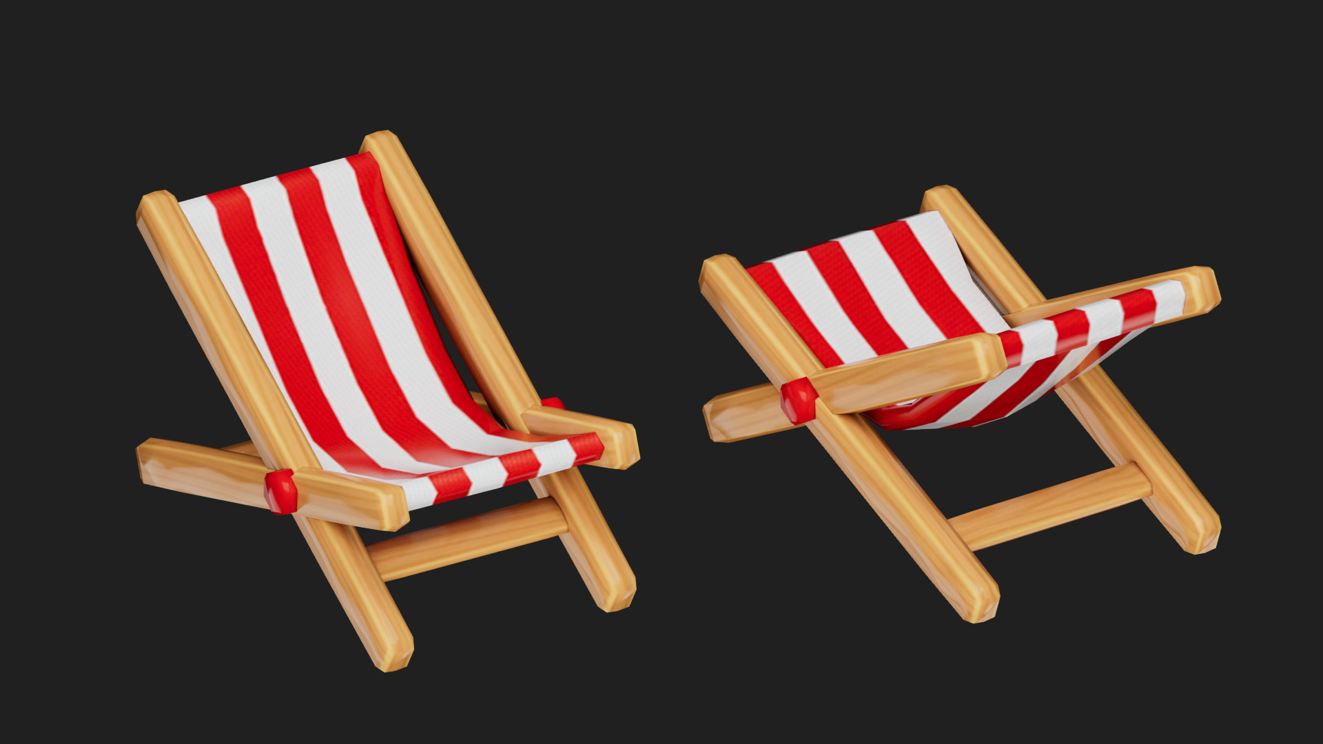 beach chair Low-poly 3D model_5