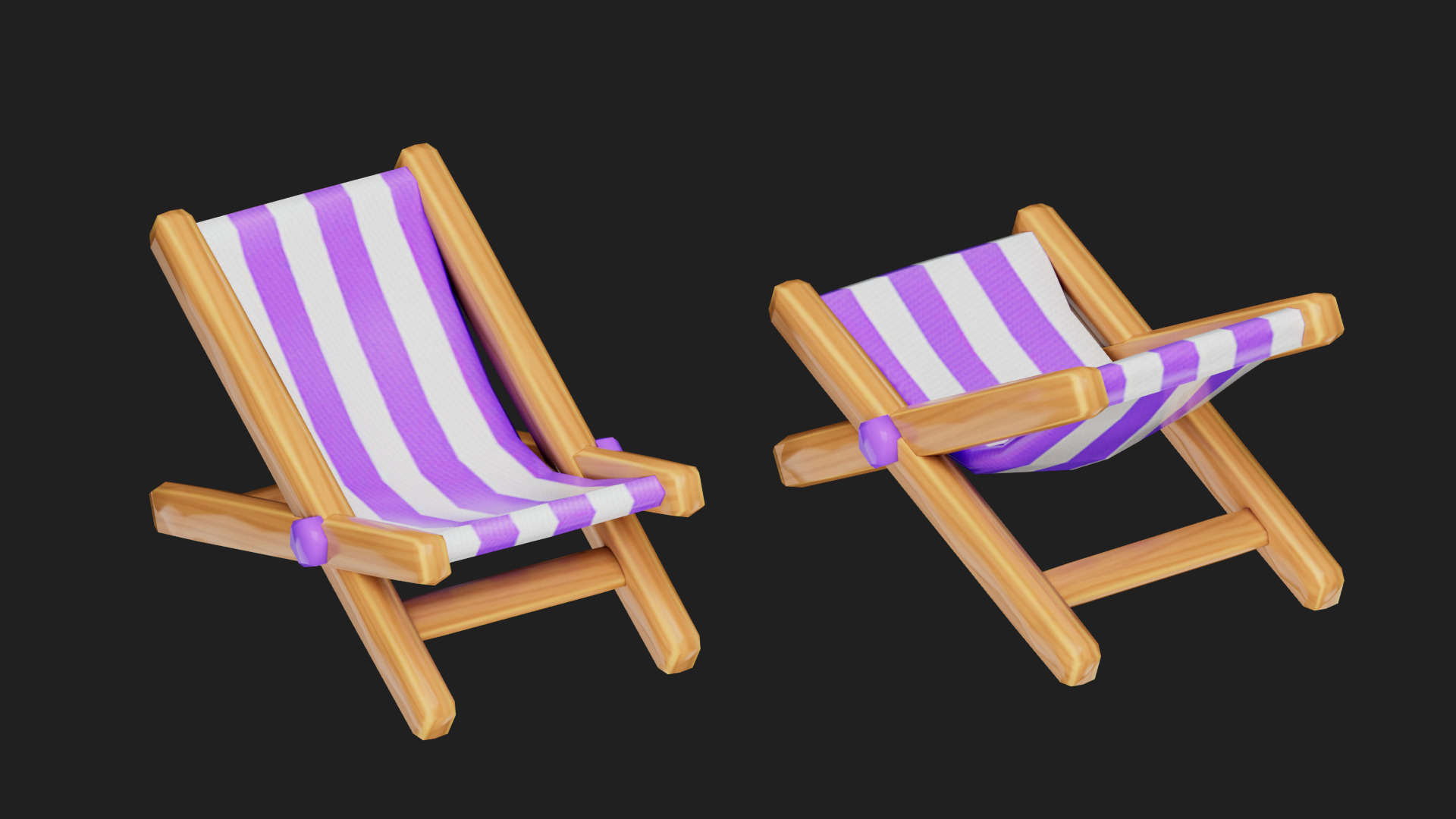 beach chair Low-poly 3D model_3