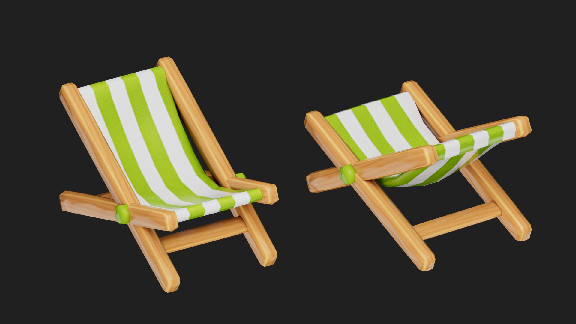 beach chair Low-poly 3D model_8