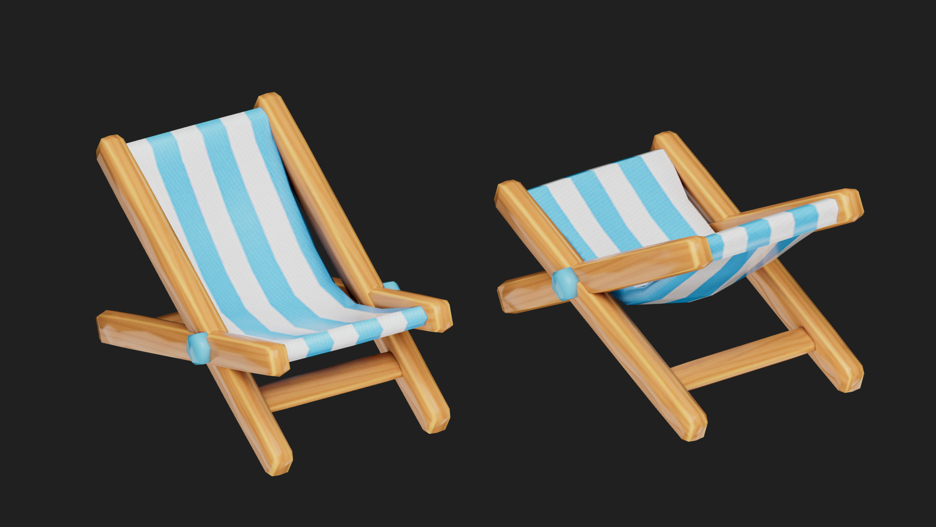 beach chair Low-poly 3D model_4