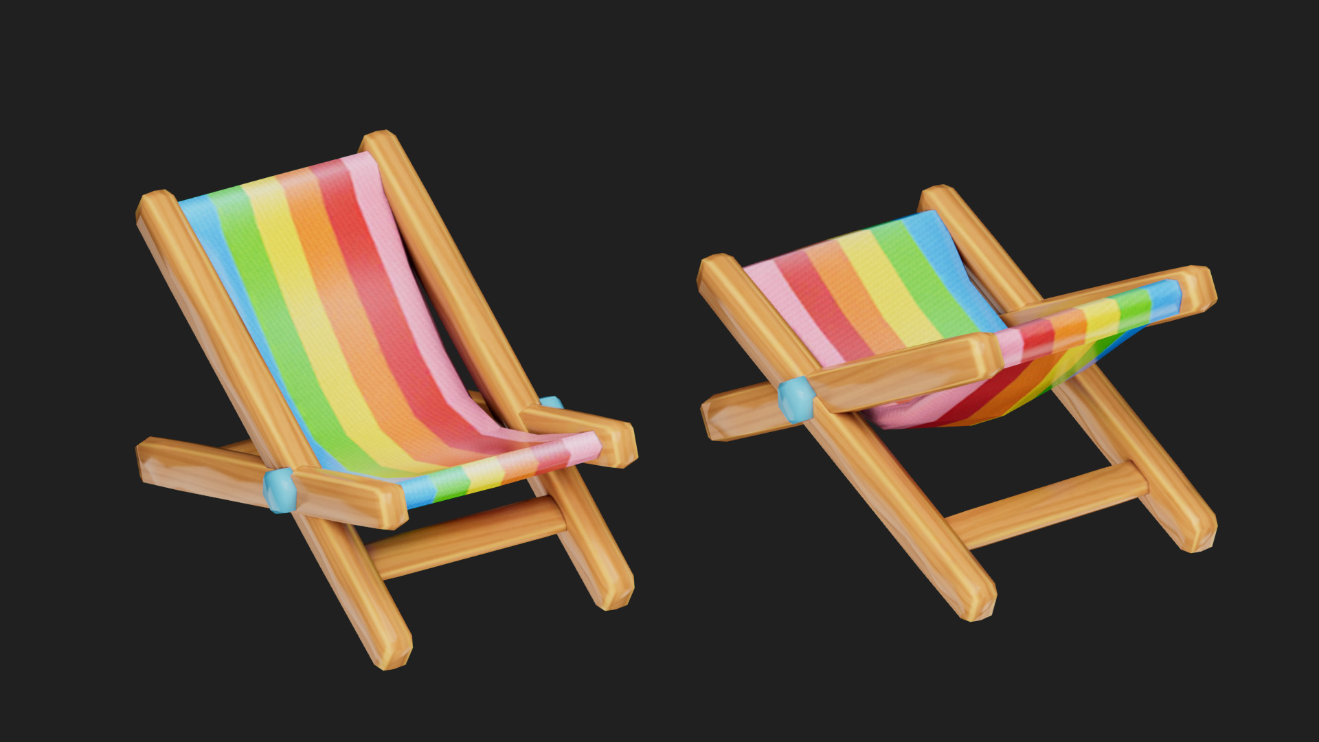 beach chair Low-poly 3D model_7