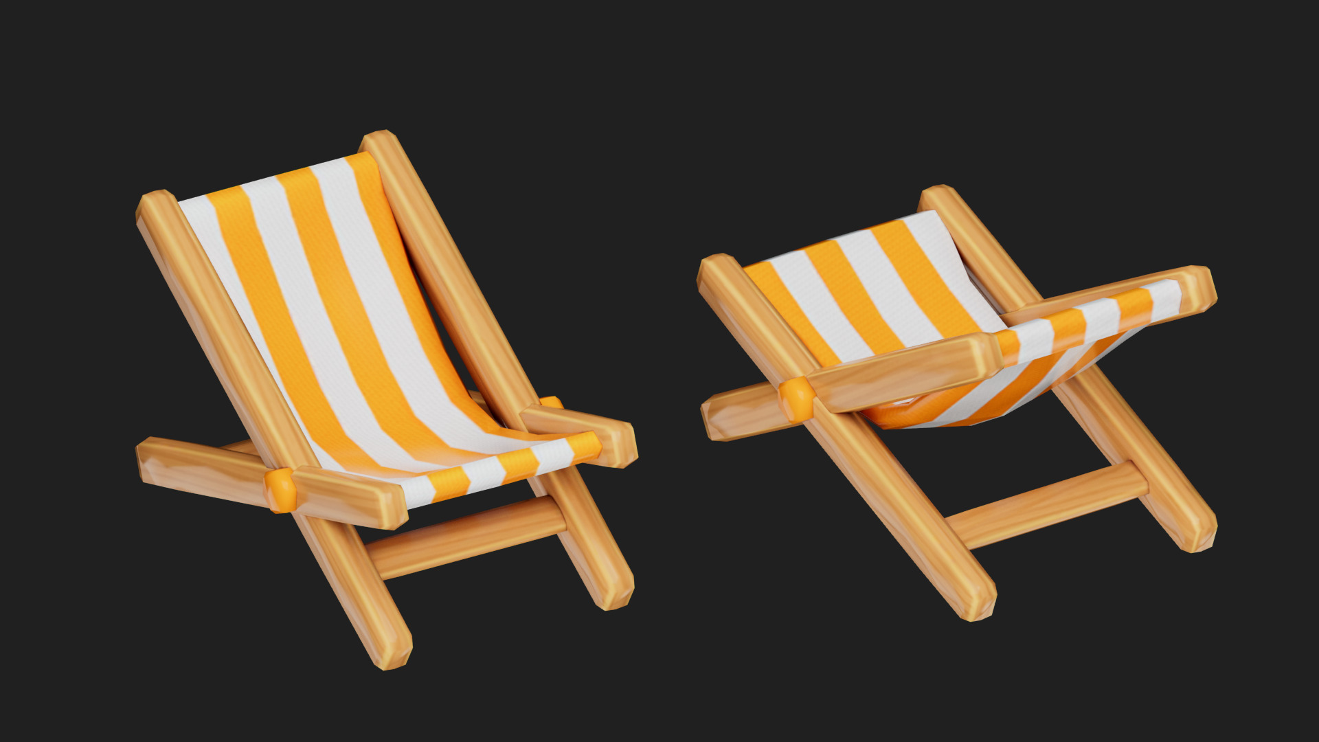 beach chair Low-poly 3D model_6