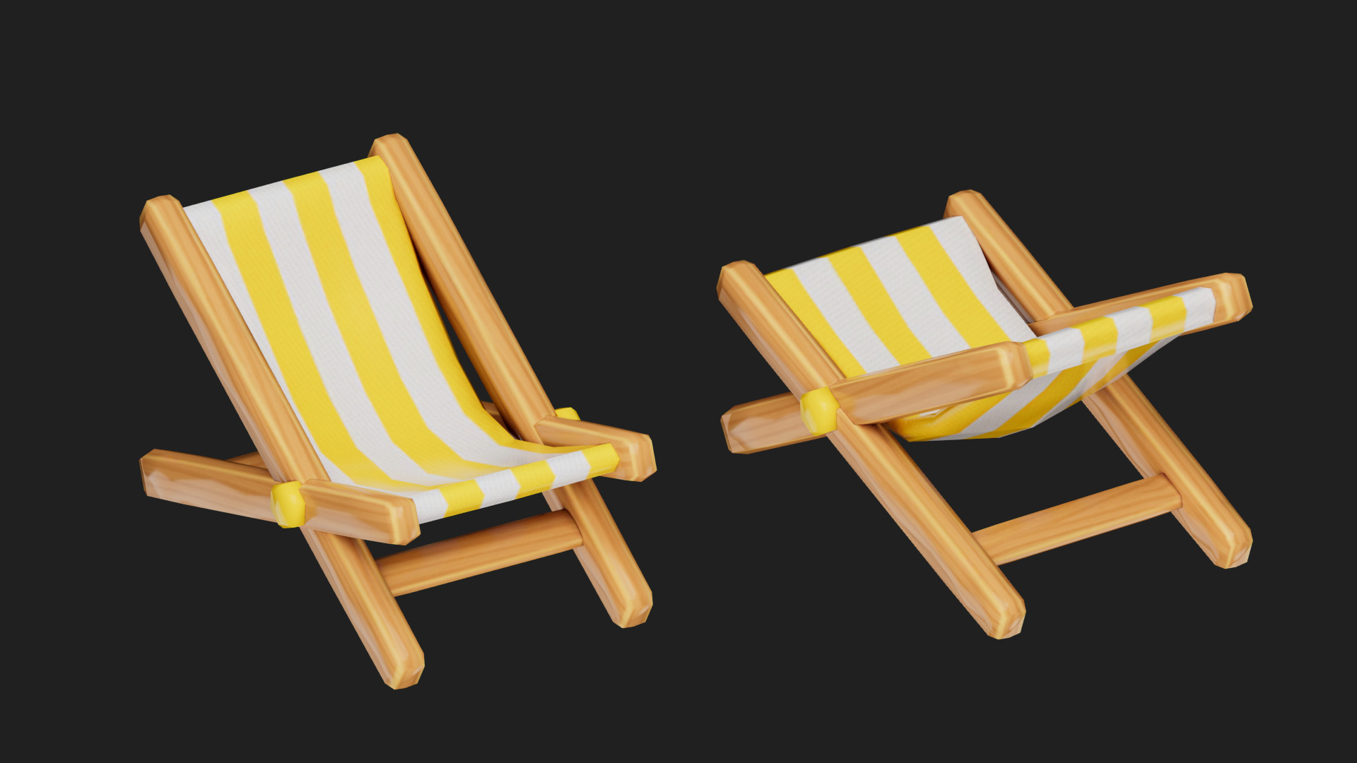 beach chair Low-poly 3D model_2