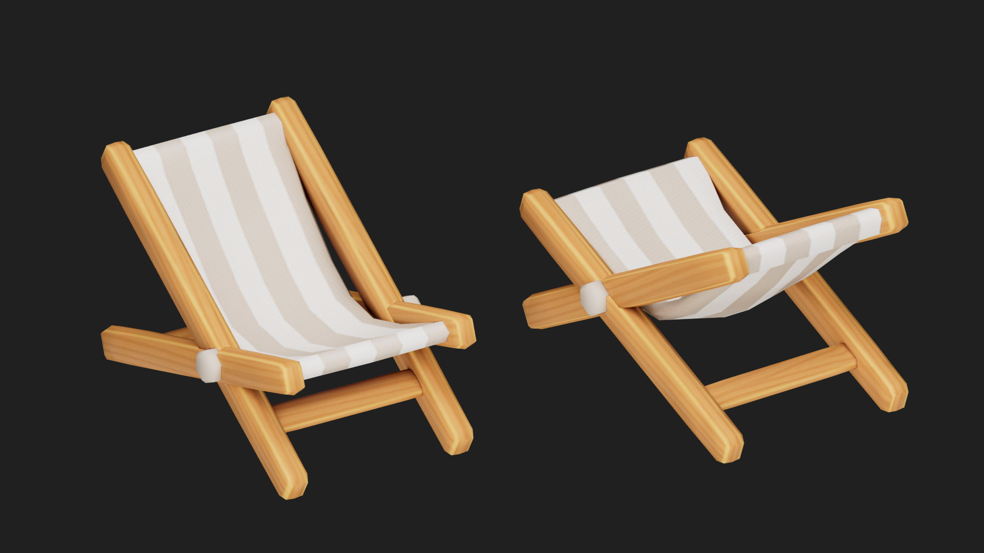 beach chair Low-poly 3D model_1