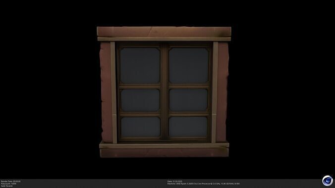 Stylized Medieval Window - AI Low-poly 3D model