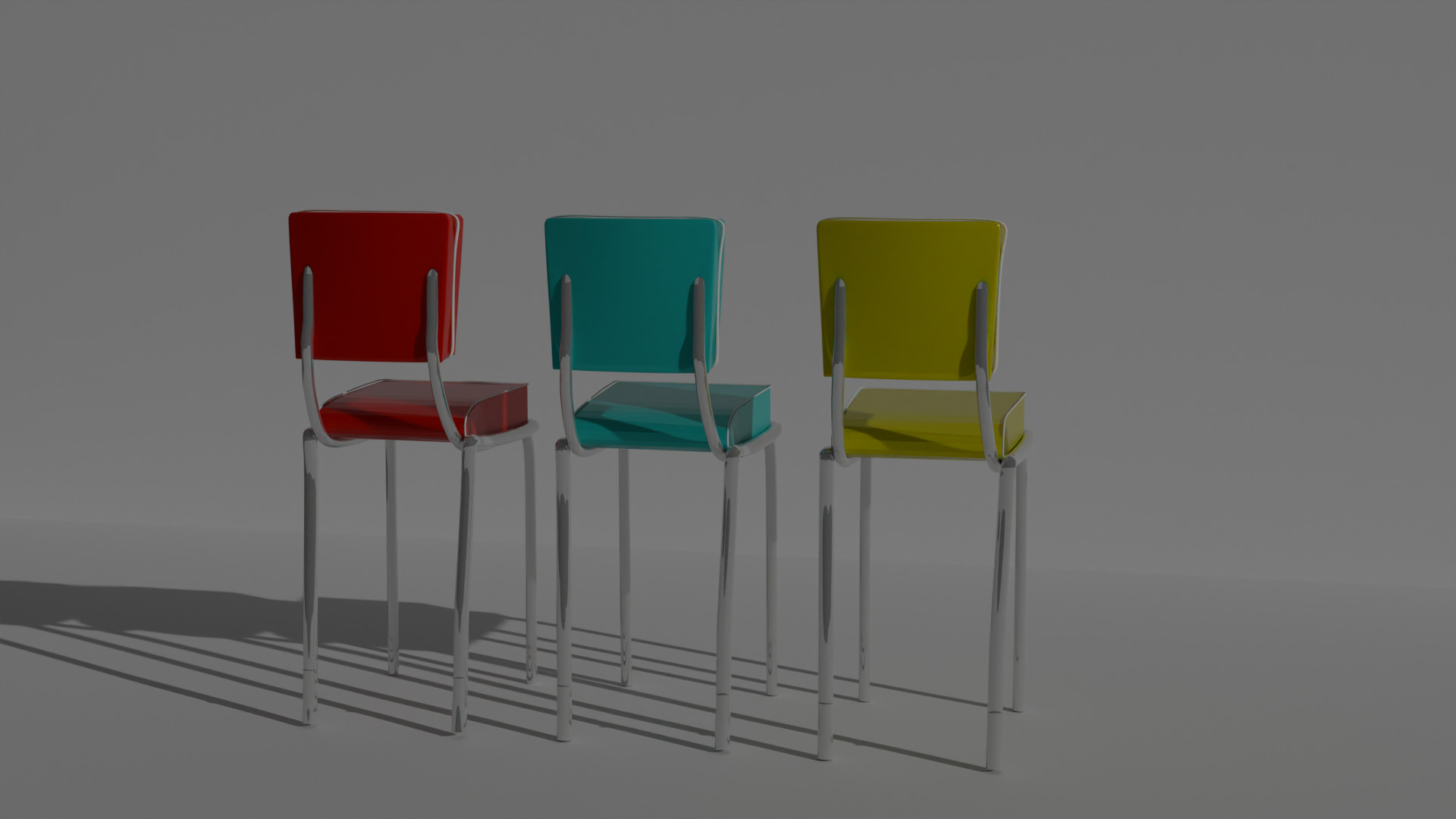 Small retro diners 50s chairs Low-poly 3D model_2