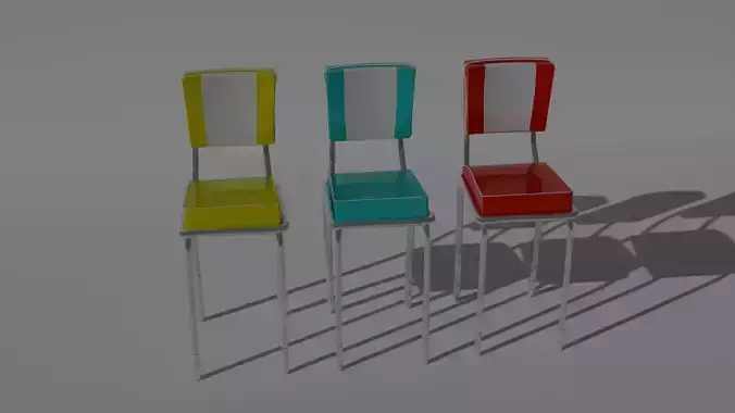 Small retro diners 50s chairs Low-poly 3D model