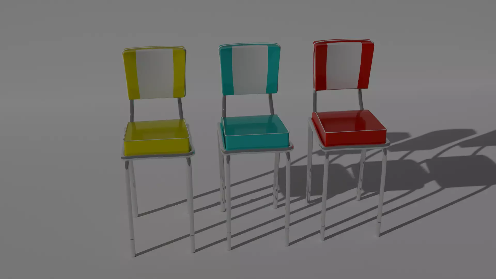 Small retro diners 50s chairs Low-poly 3D model_0