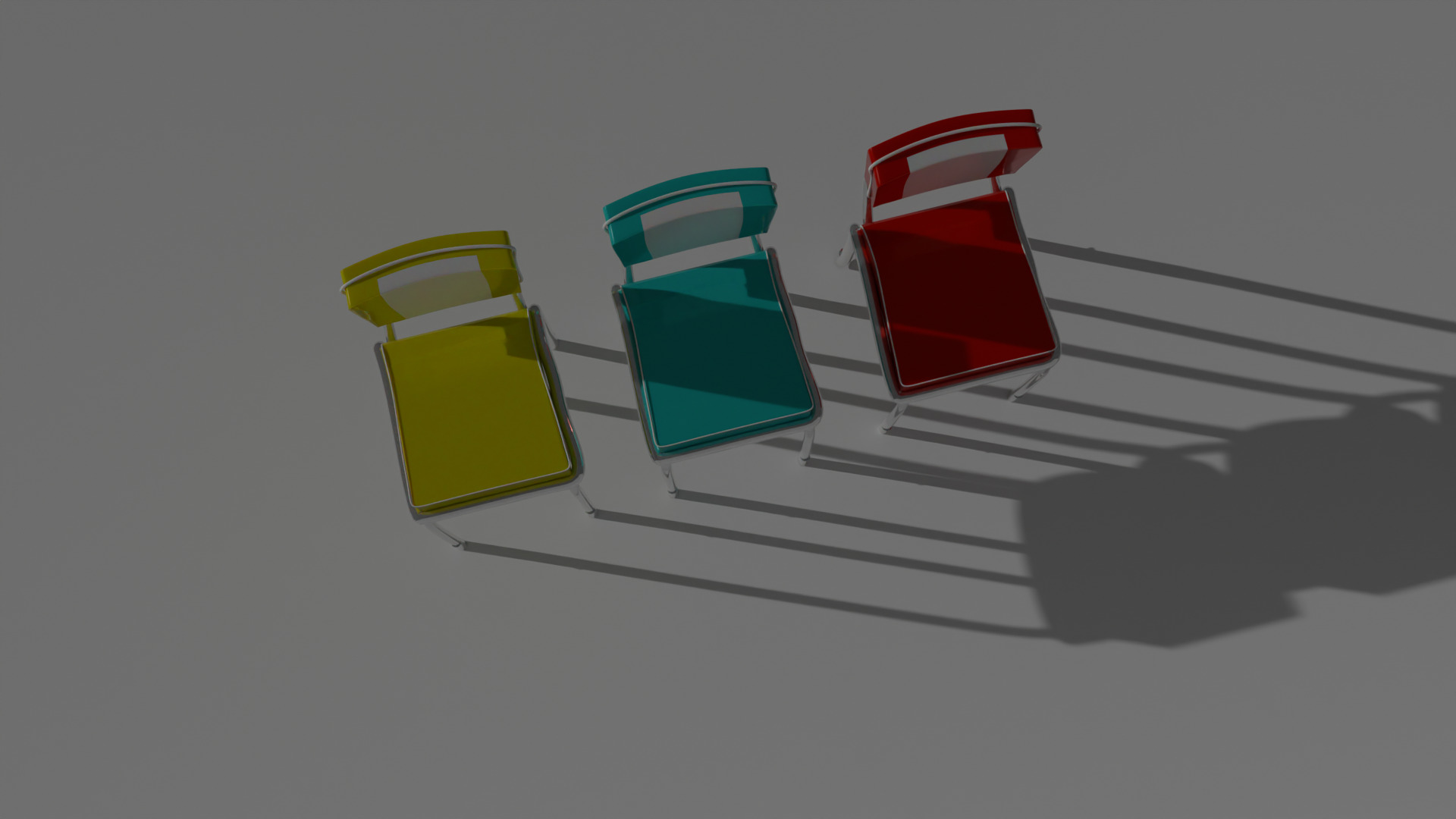 Small retro diners 50s chairs Low-poly 3D model_1