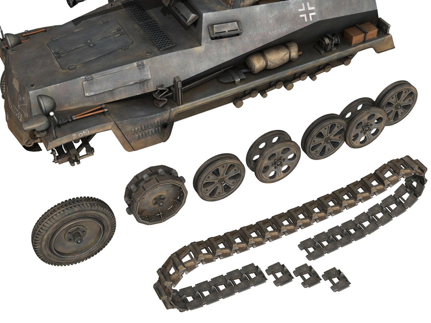 German Half Trucks - Collection 3D model_10