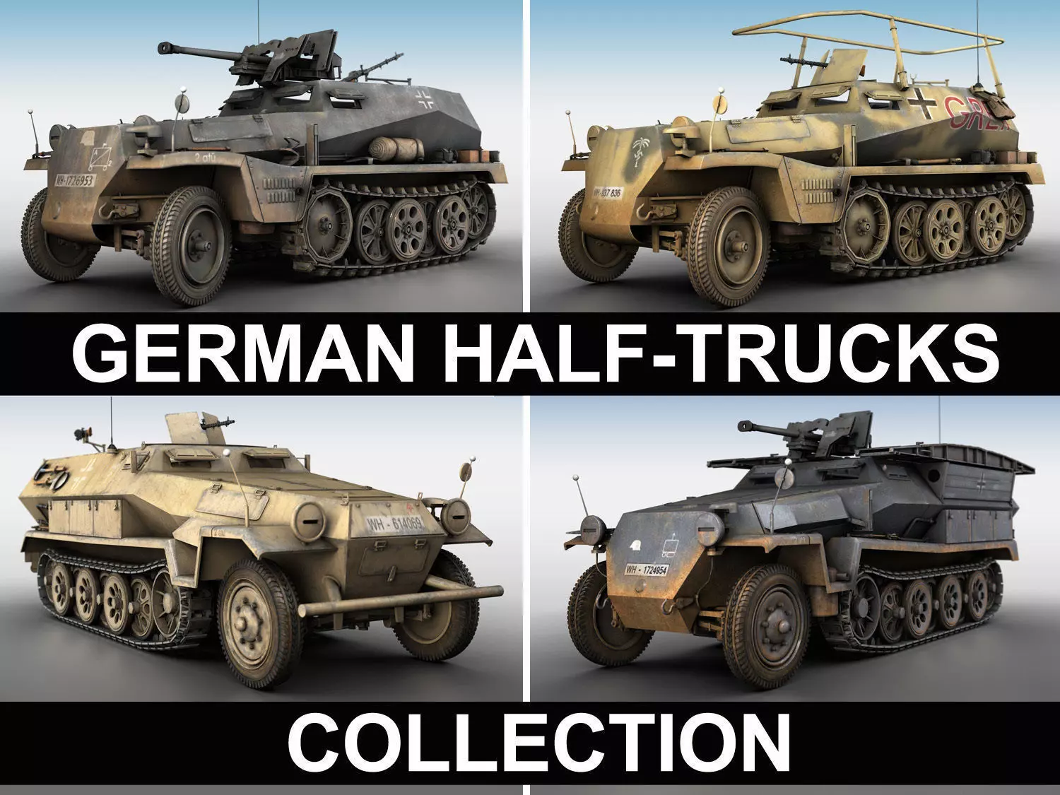 German Half Trucks - Collection 3D model_0