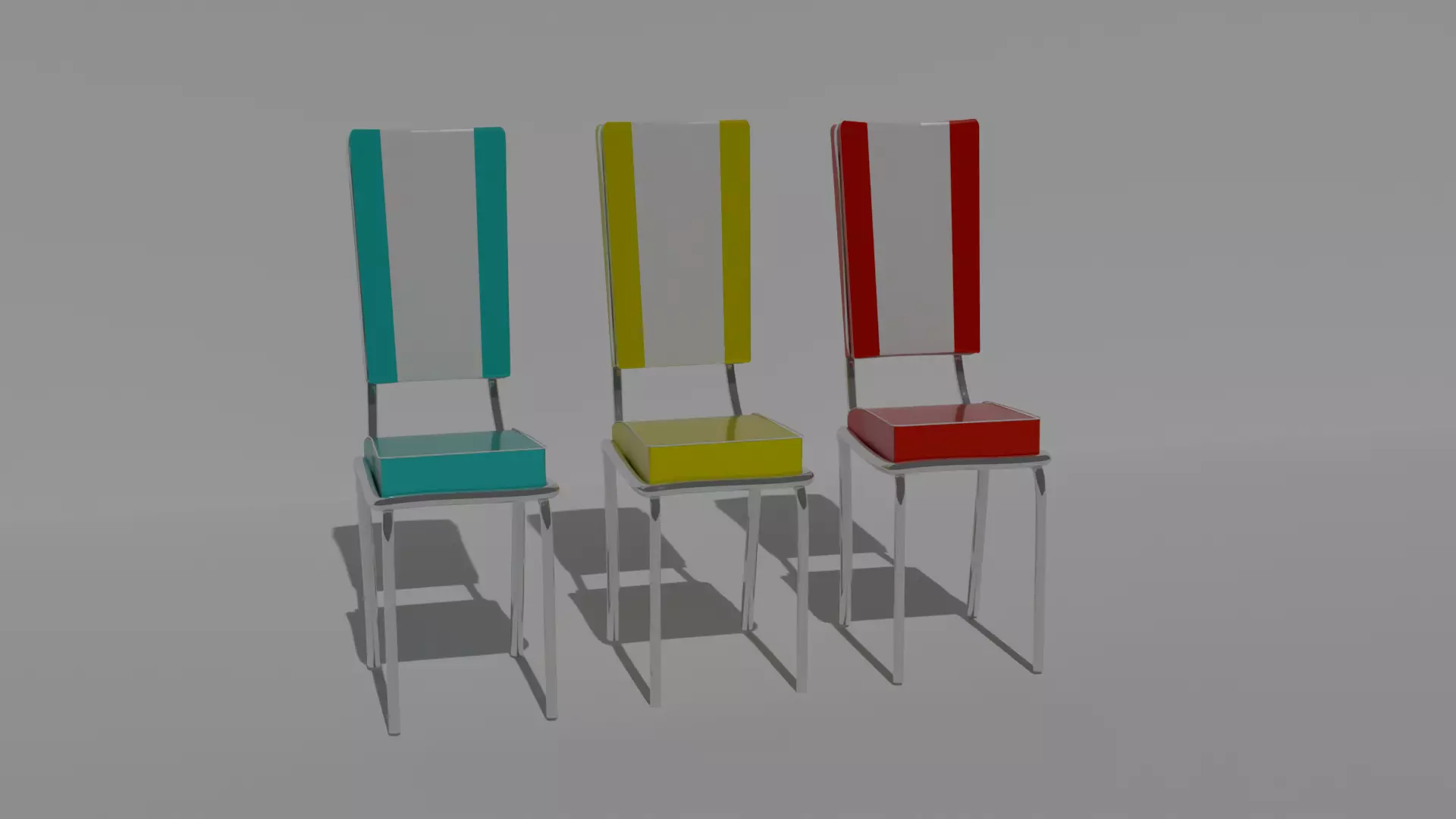 Big retro diners 50s chairs Low-poly 3D model_0